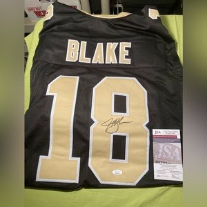 Jeff Blake signed New Orleans Saints NFL Football Jersey with COA Adult XL